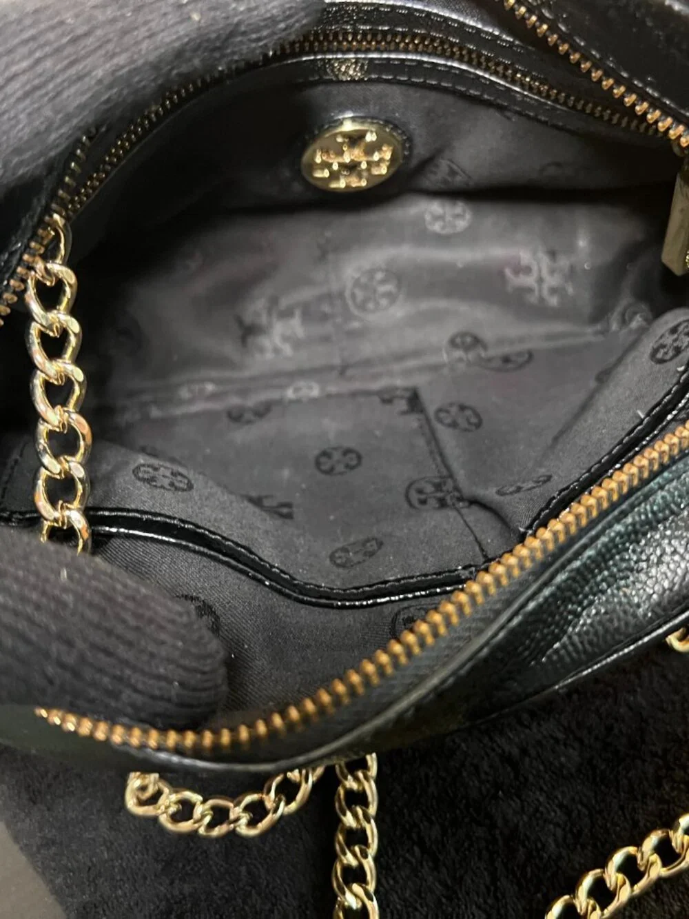 Tory Burch Black Pebbled Leather Camera Bag